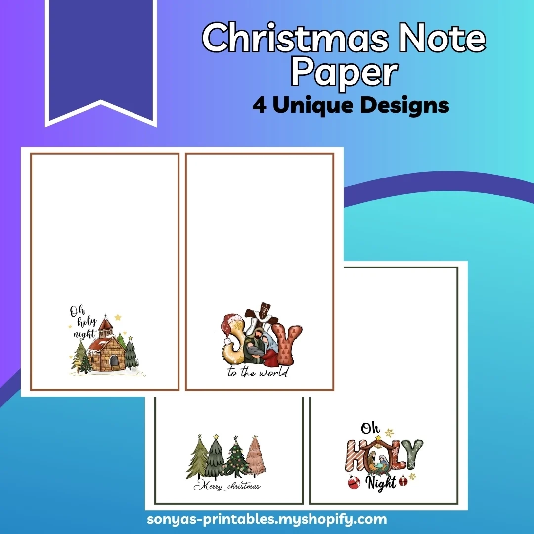 Printable Christmas Blank Note Cards