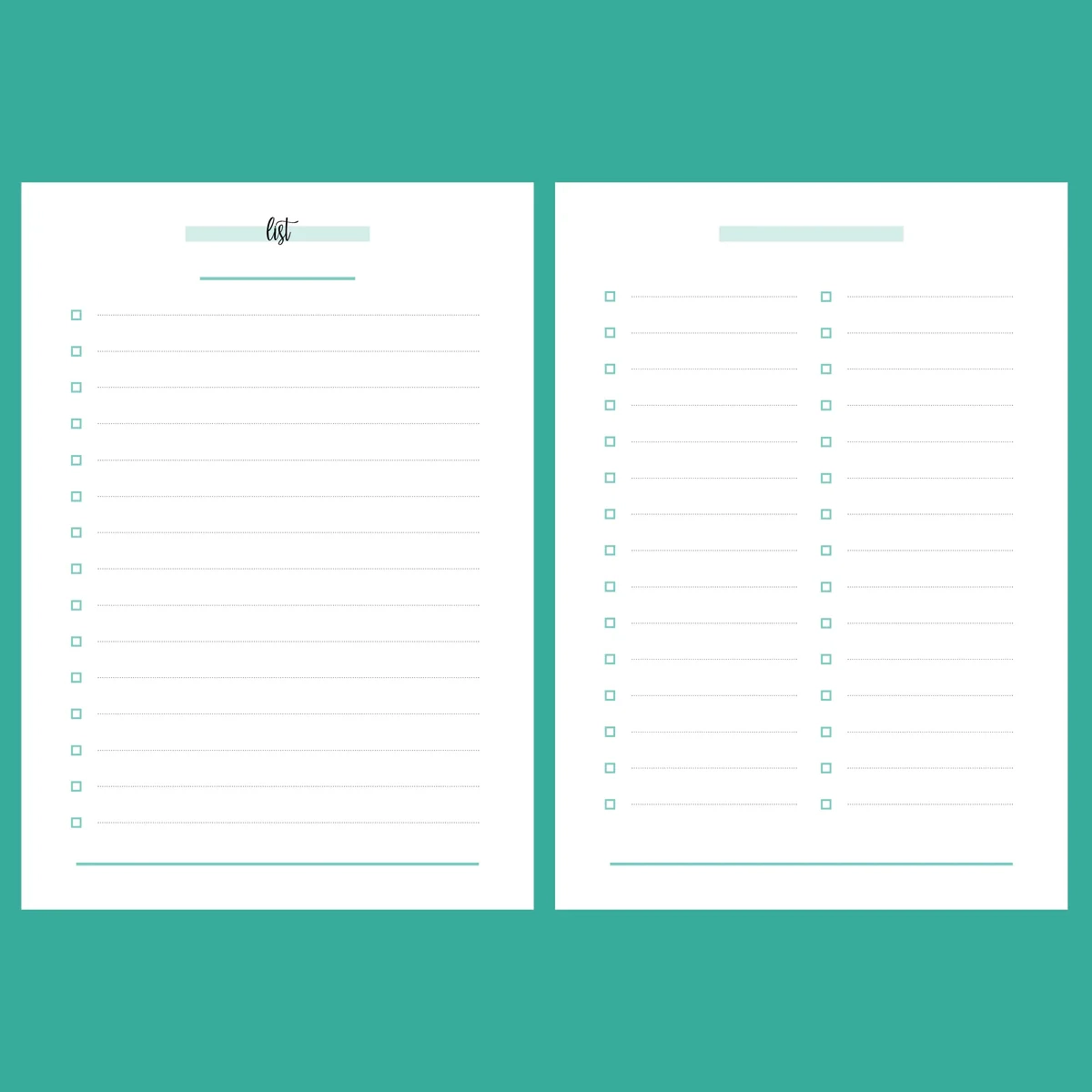 A5 Blank List Template Printable PDF Instant Download Plan 