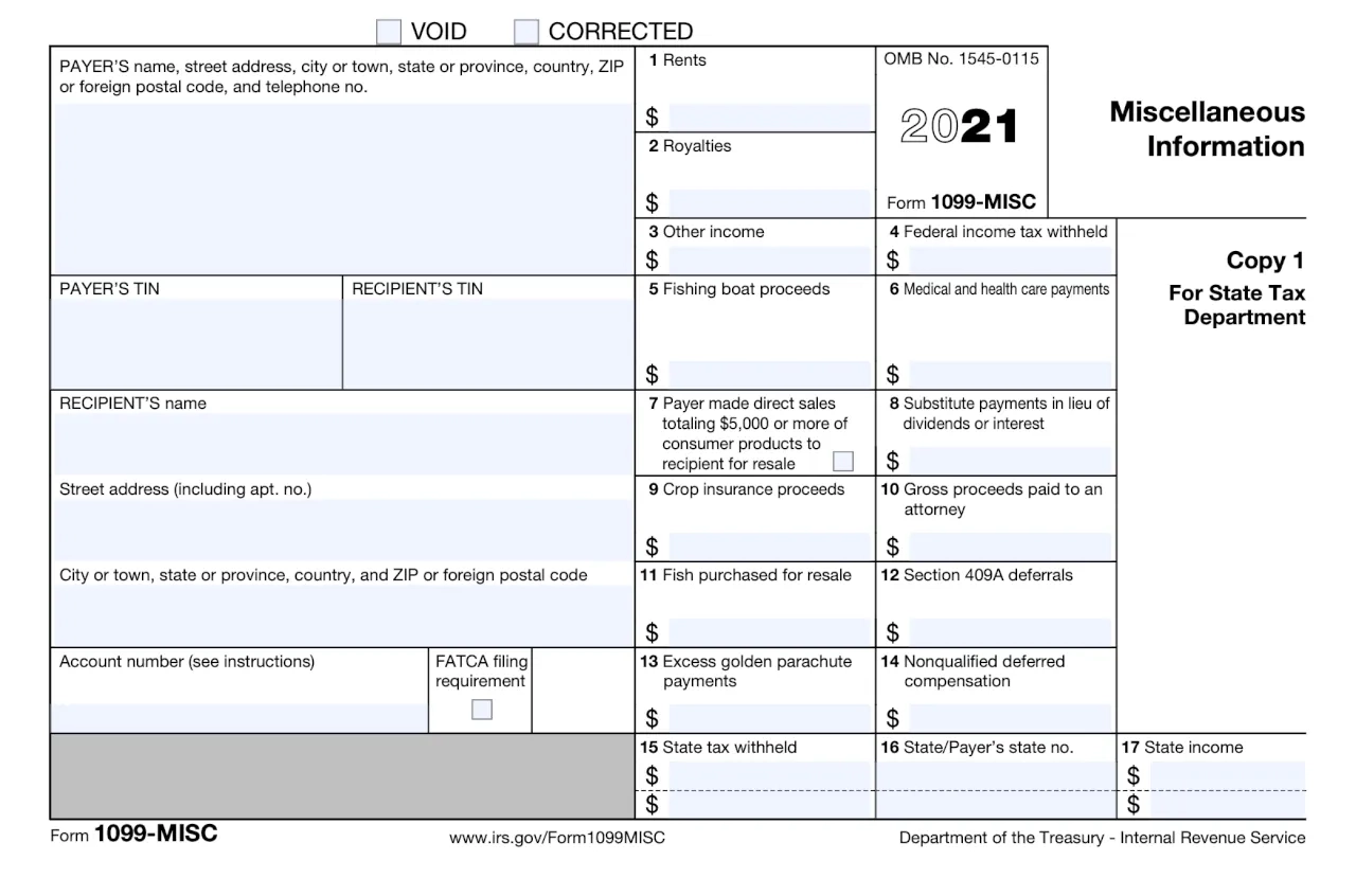 Printable Blank 1099 Misc 2026