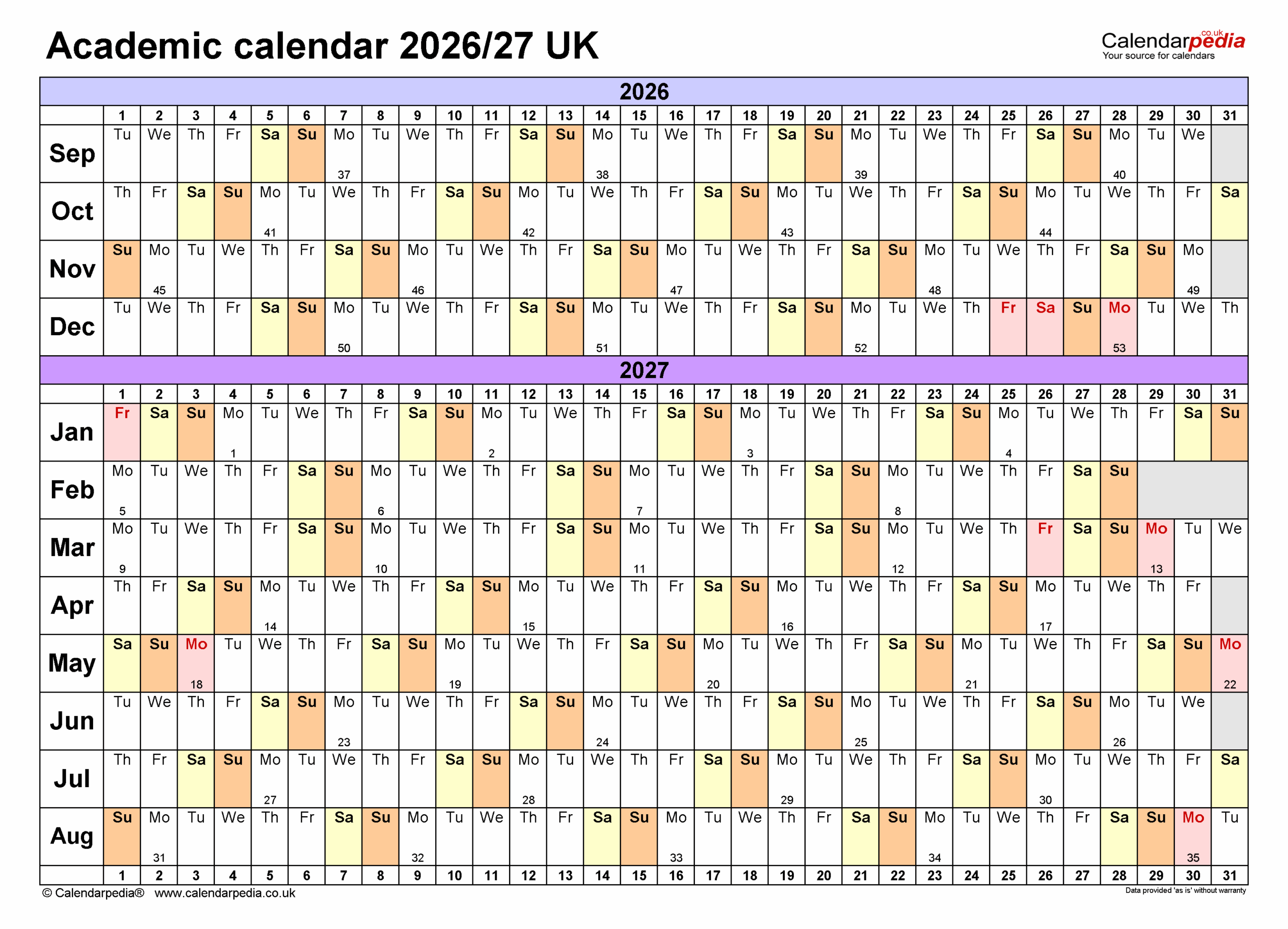 Free Printable Blank Calendar 20267