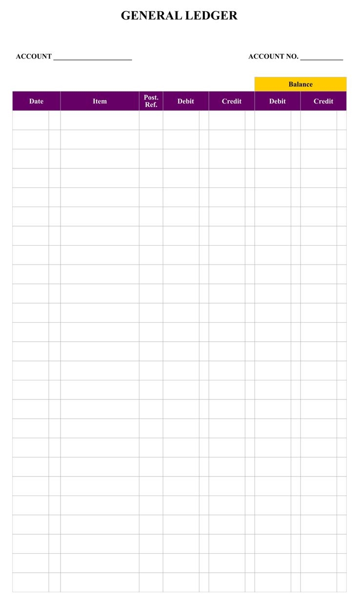 Blank Printable Ledger Sheet