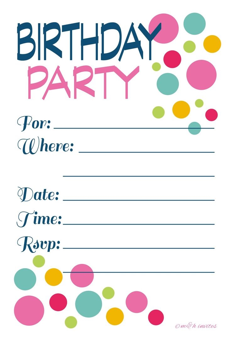 Adult Or Teen Birthday Party Invitations Colorful Dots Fill In 