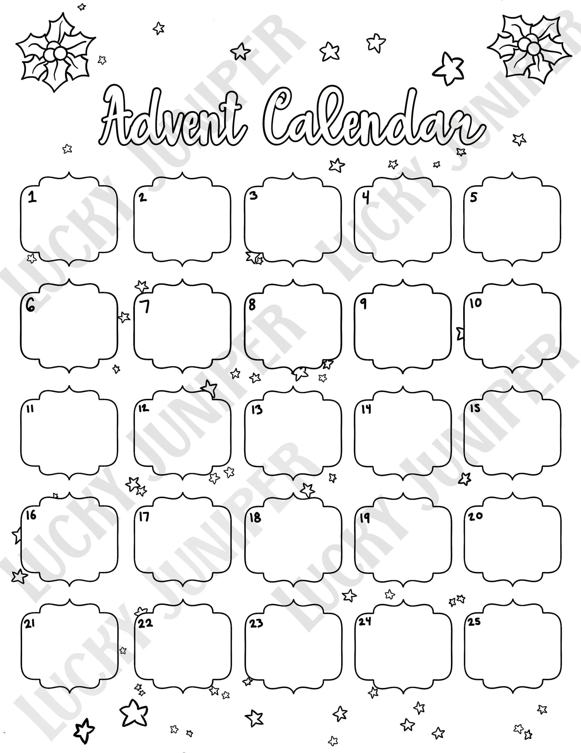 Blank Advent Calendar Printable
