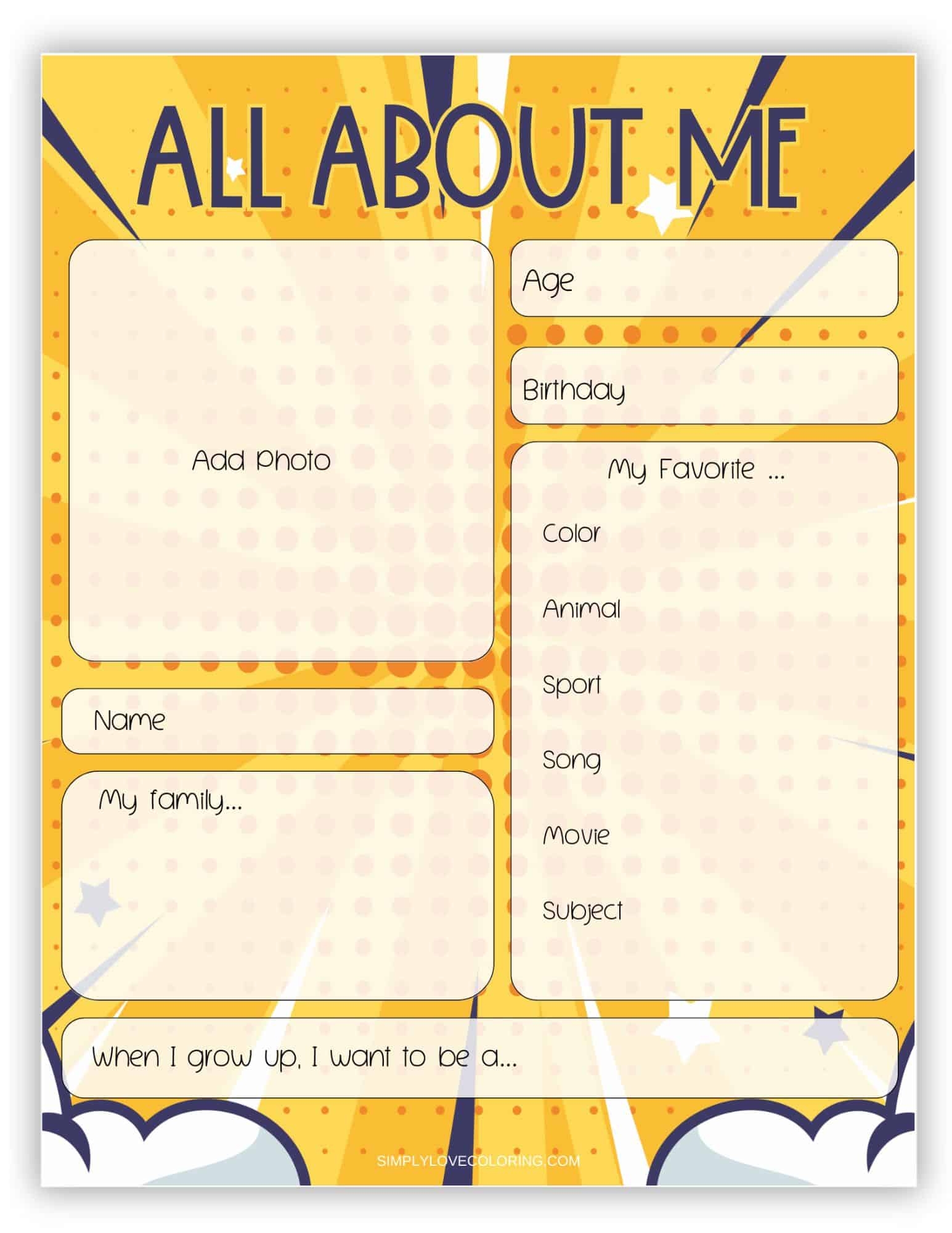 All About Me Printable Worksheets Free PDF Printables Simply 