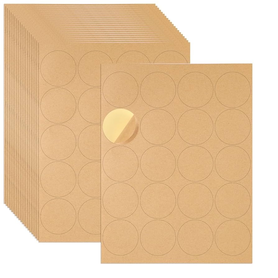 Amazon 20 Sheets 2 Round Kraft Labels Round Kraft Paper 