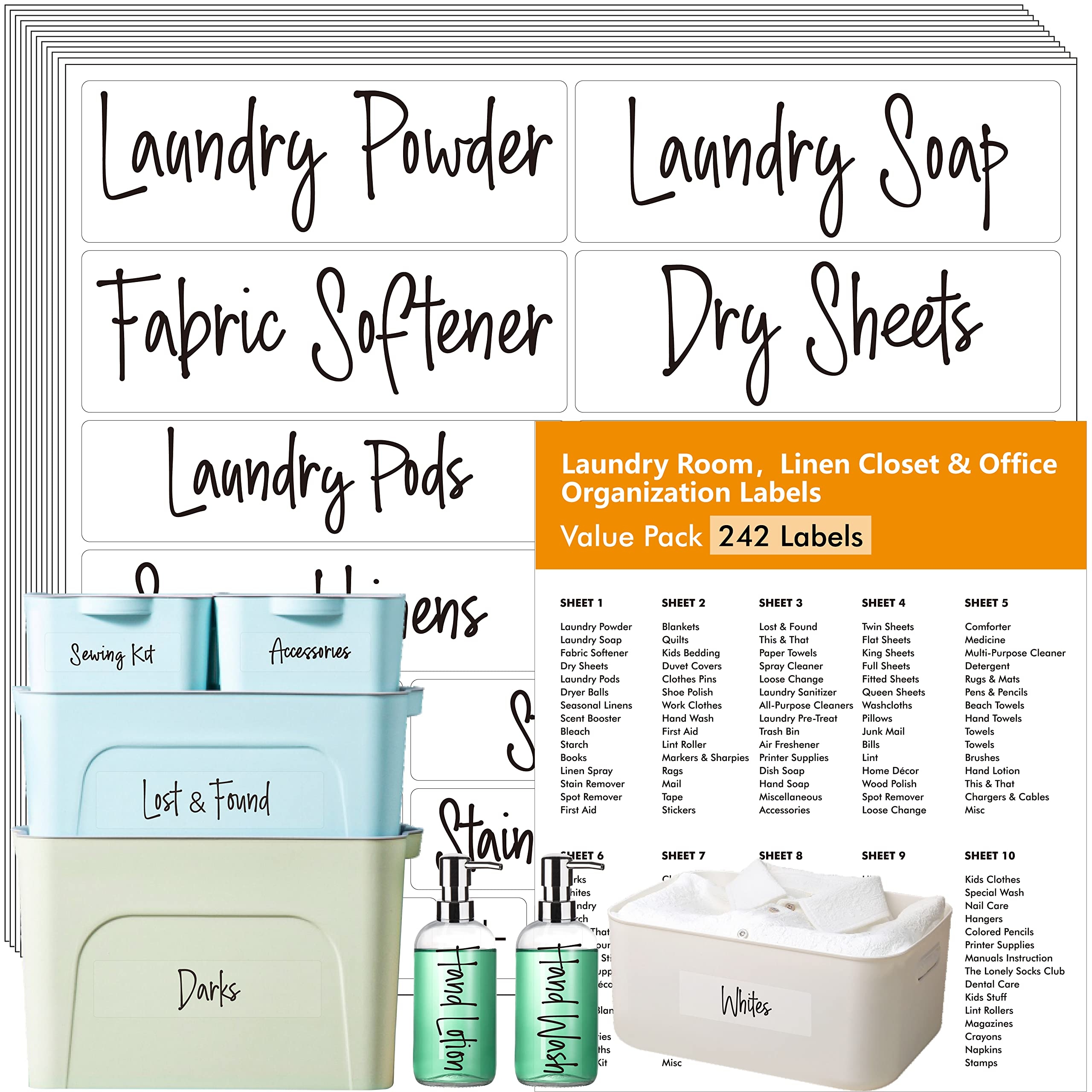 Amazon Hebayy 242 Pcs Laundry Room Linen Closet amp Office 