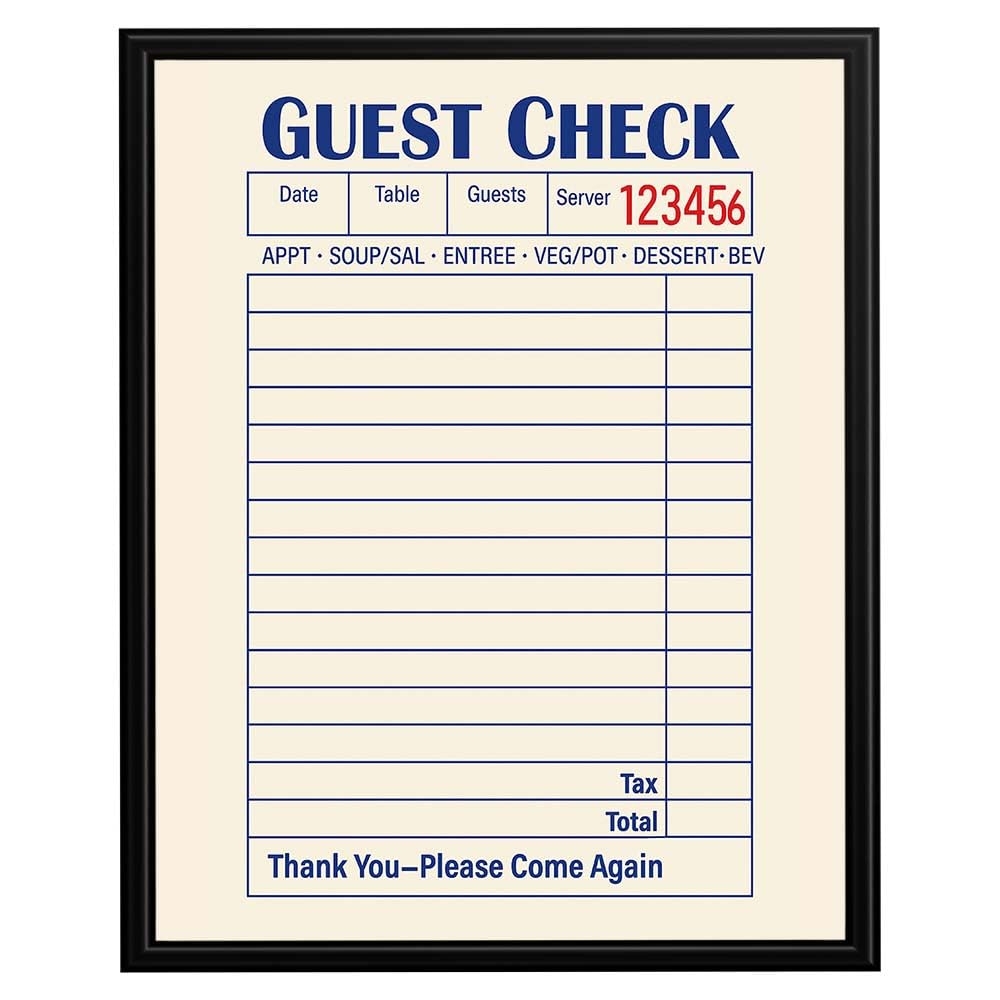 Amazon InkFlow Blank Guest Check Poster Simple Elegant 
