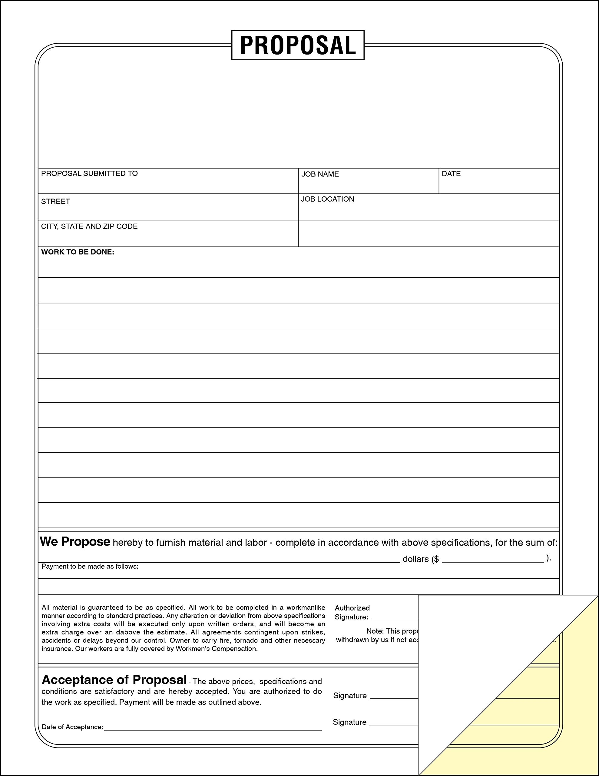 Amazon Job Proposal Form For Contractors 2 Part Carbonless 