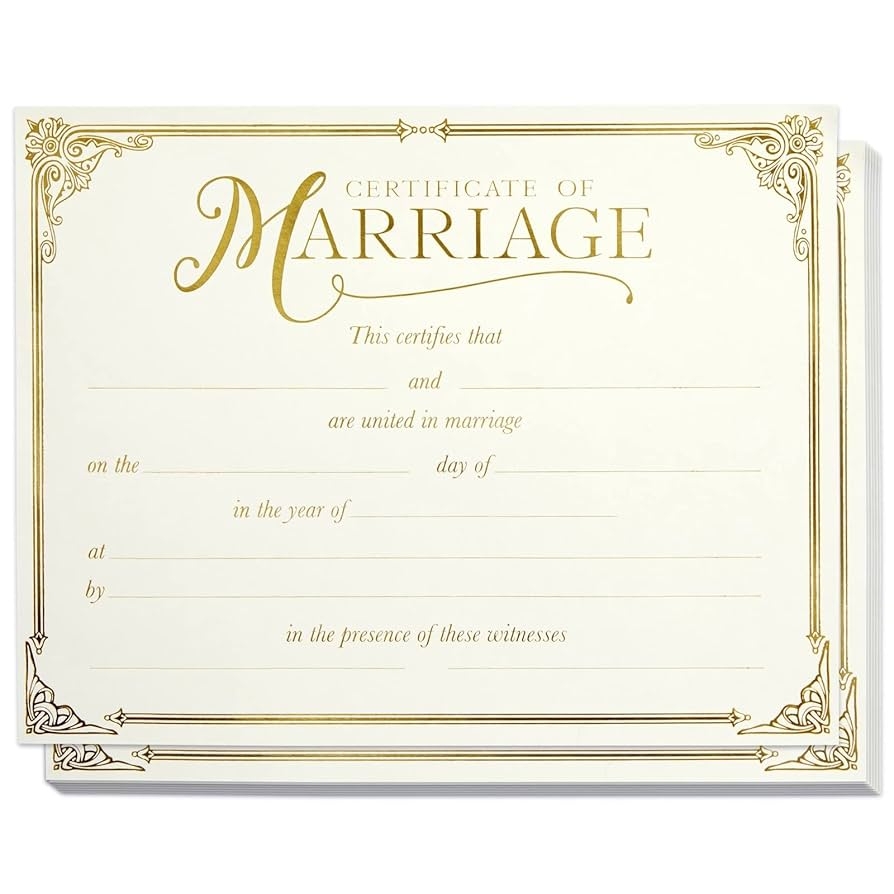 Printable Blank Marriage License Template