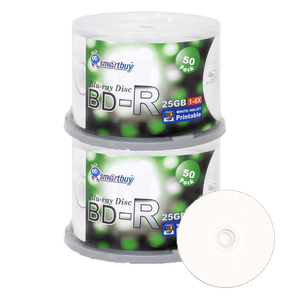 Amazon Smartbuy 100 Pack Bd r 25gb 6X Blu ray Single Layer 