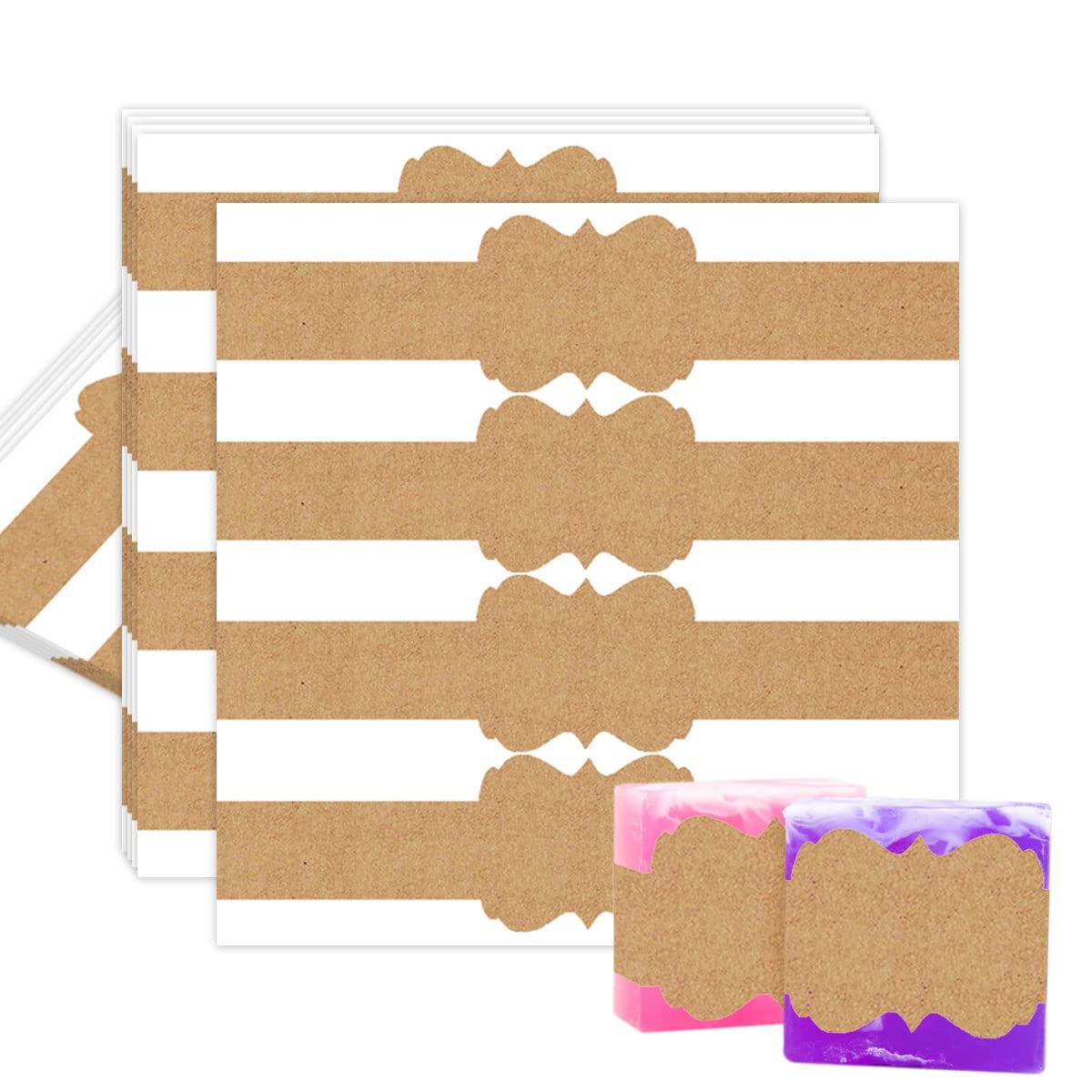 Amazon YOUOK Printable Natural Blank Kraft Soap Band Labels 
