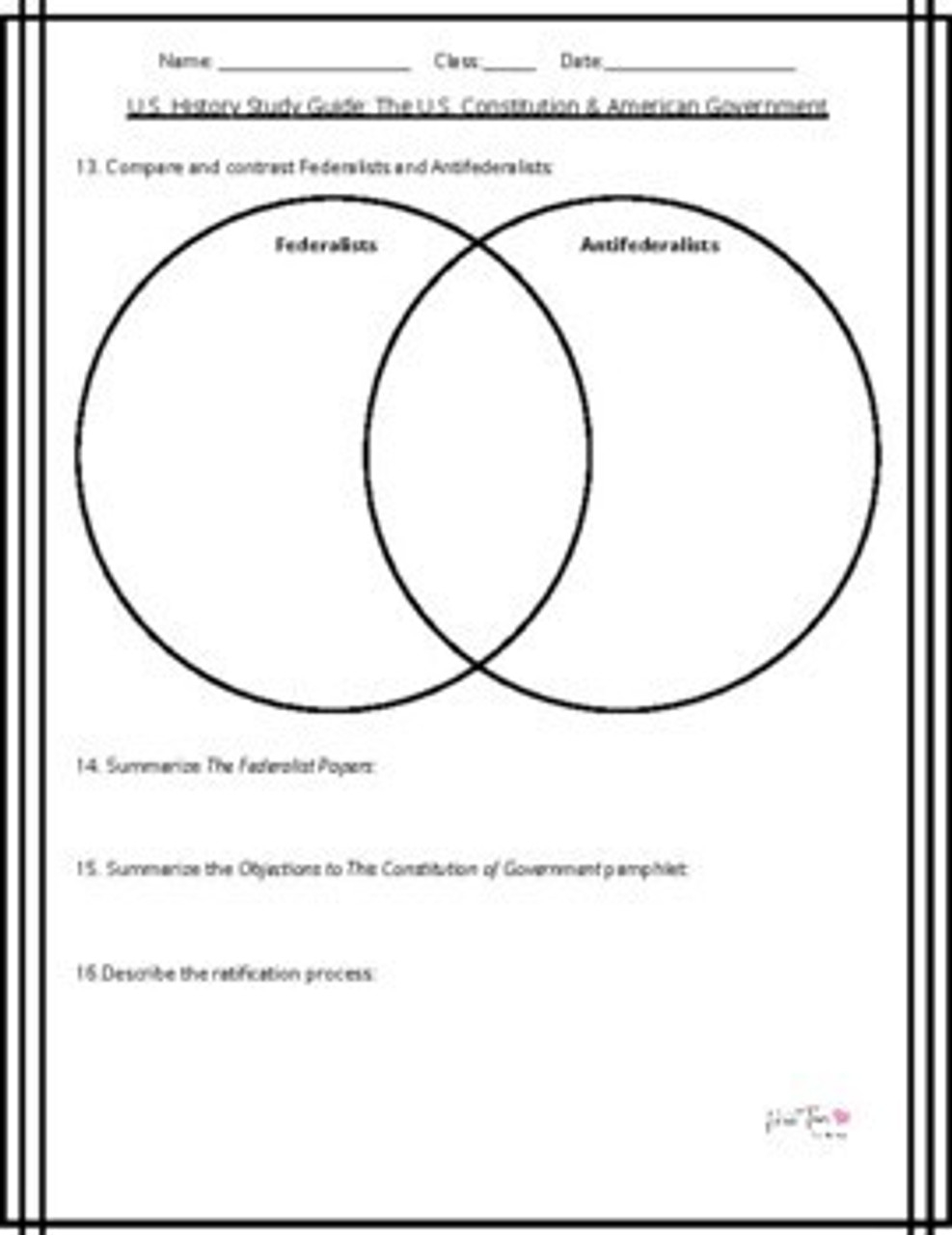 American Constitution And Government Quiz Study Guide And Exam 
