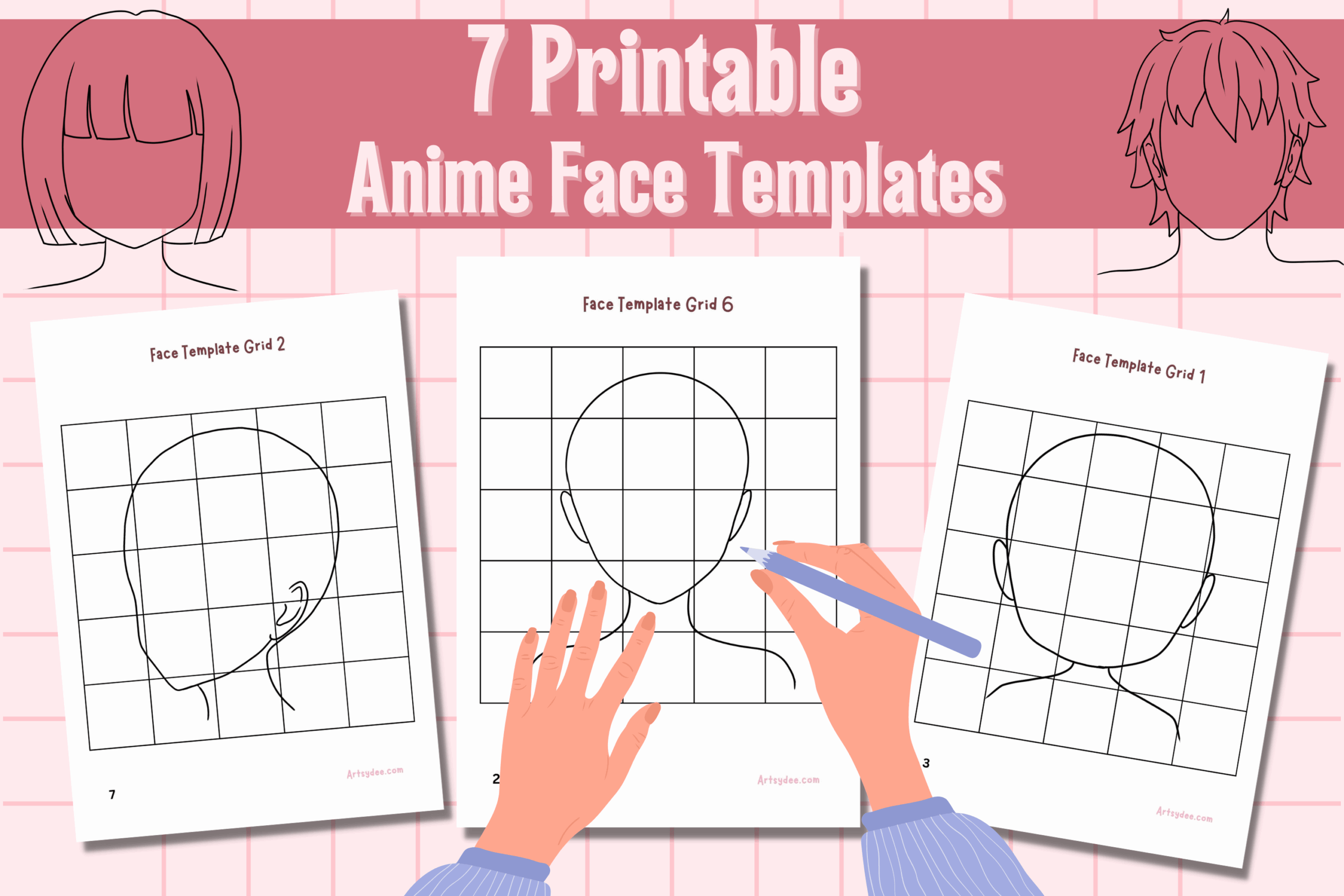 Anime Face Template Printable Pack Payhip