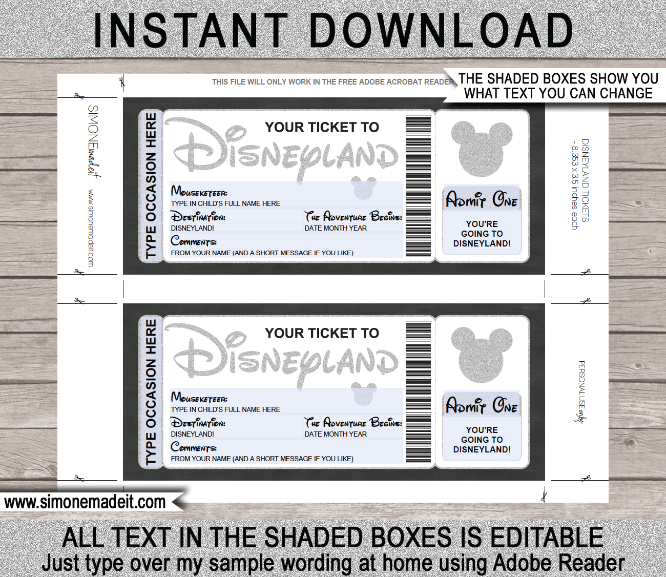 Disney World Printable Tickets Blank