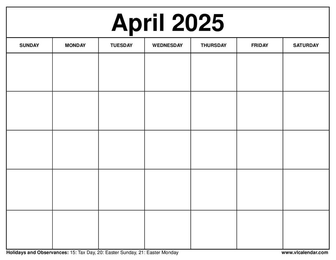 April 2025 Calendar Printable Templates amp Planning Guide