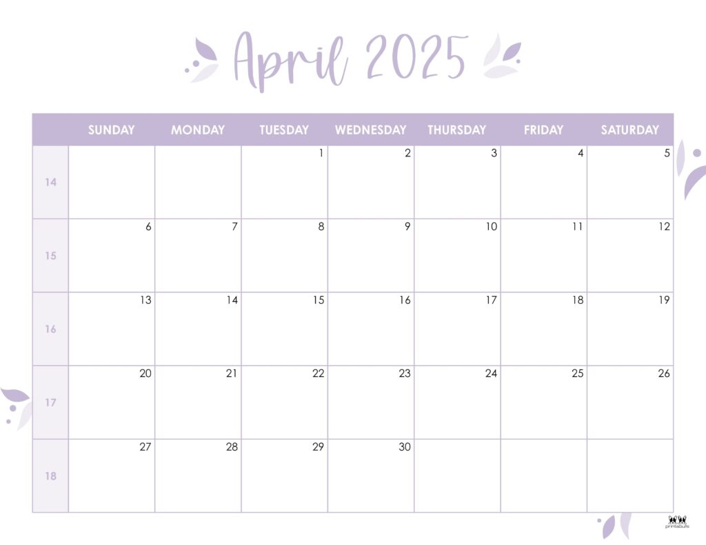 Printable Blank Kid April Calendar