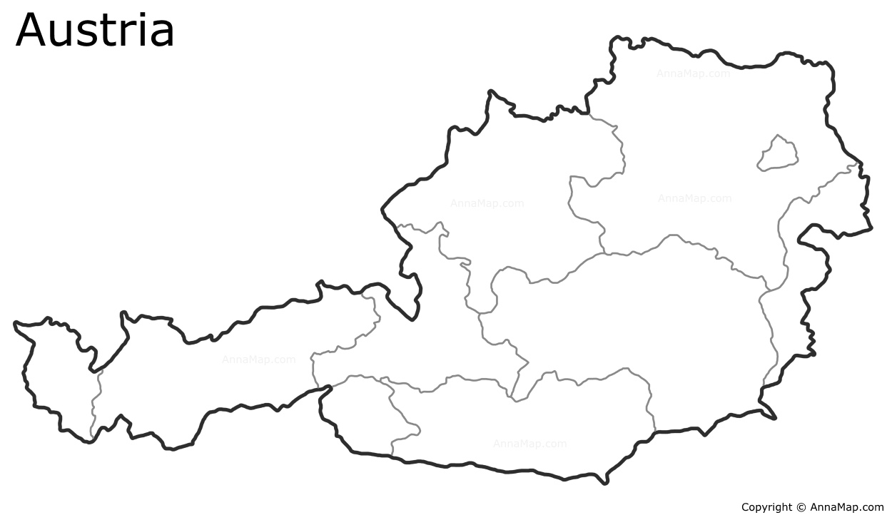 Printable Blank Map Austria