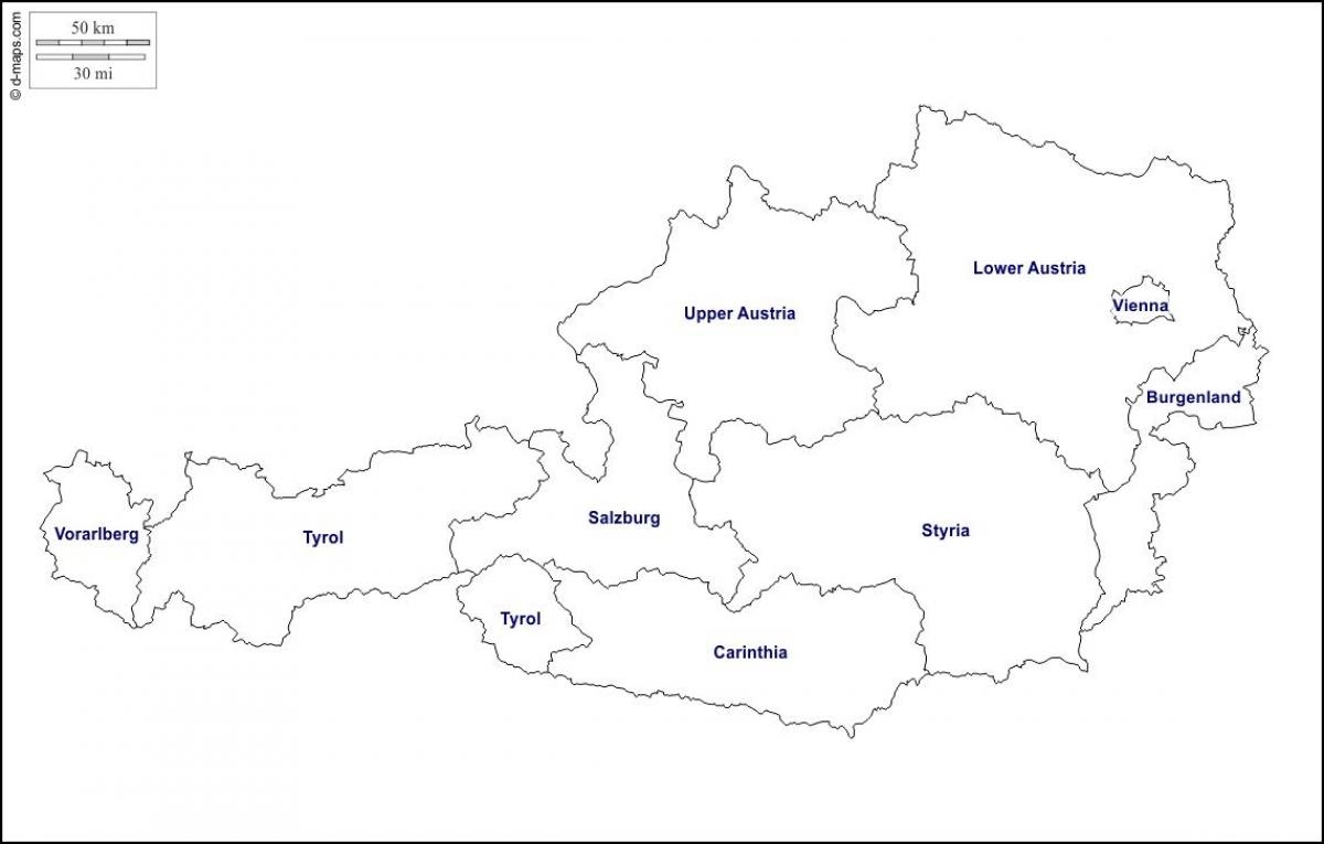 Austria Blank Map Blank Map Of Austria Western Europe Europe 