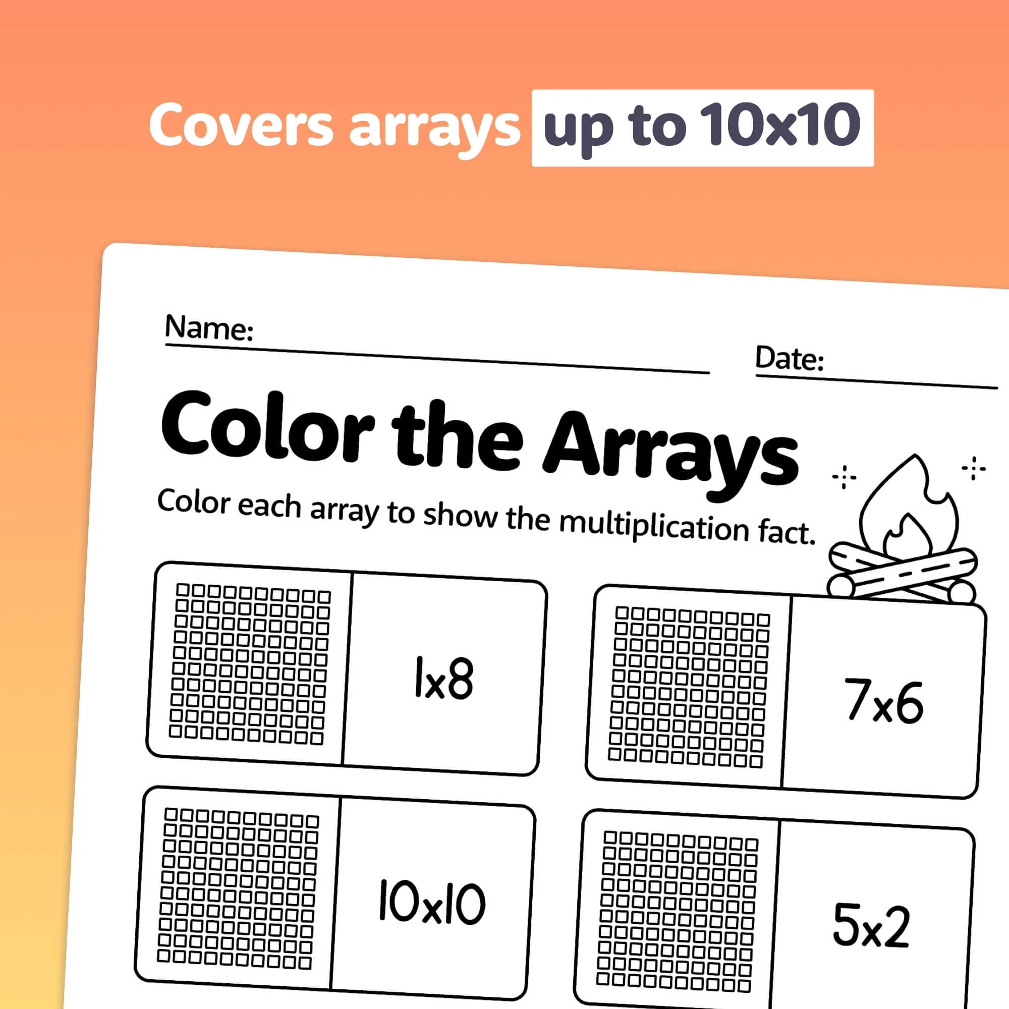 Autumn Arrays Worksheets Printable PDF That Little Robot