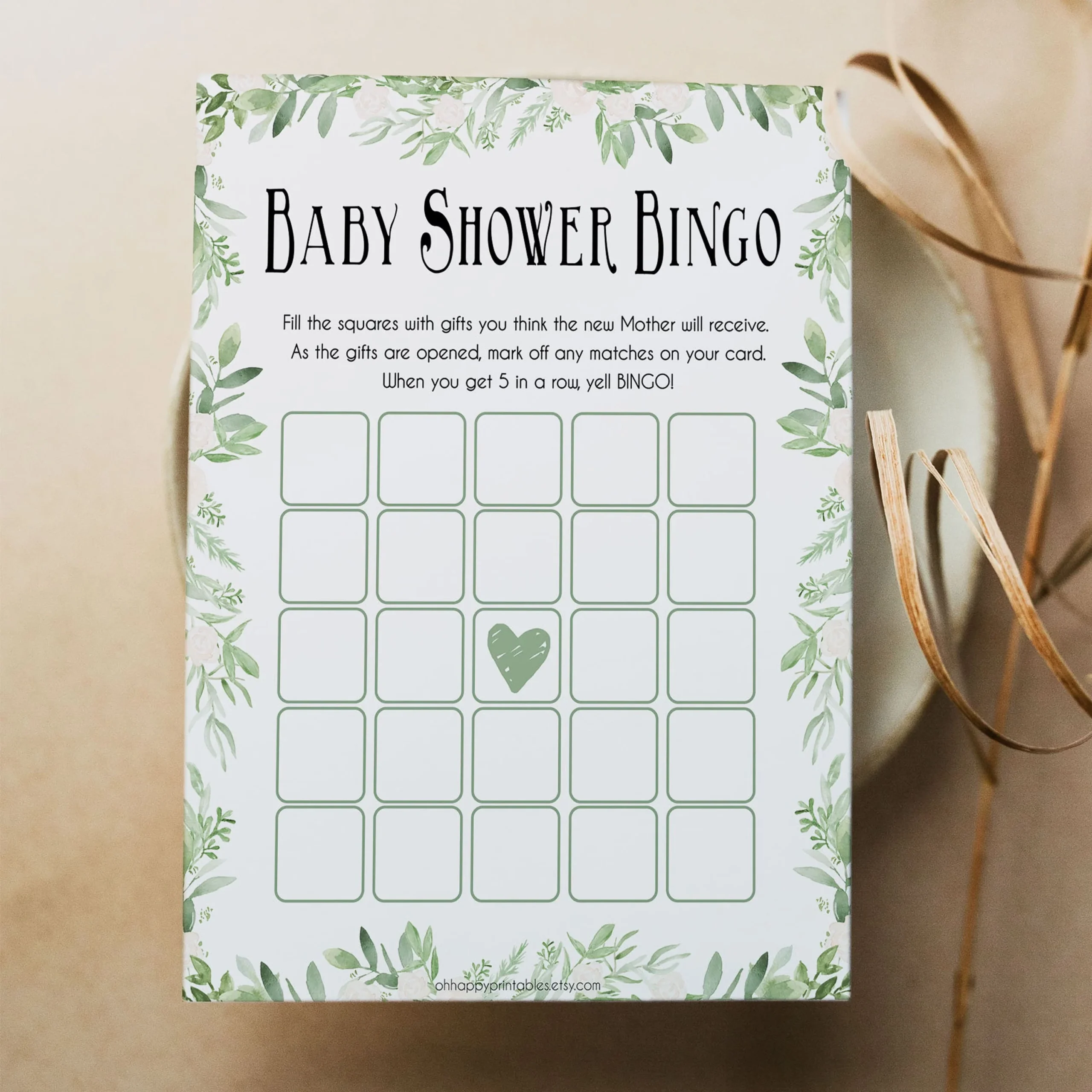 Blank Baby Shower Bingo Printable