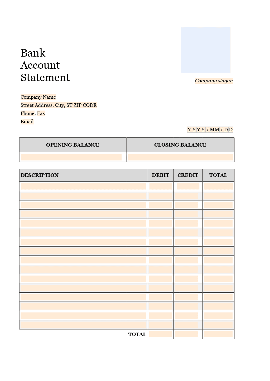 Bank Statement Template ONLYOFFICE