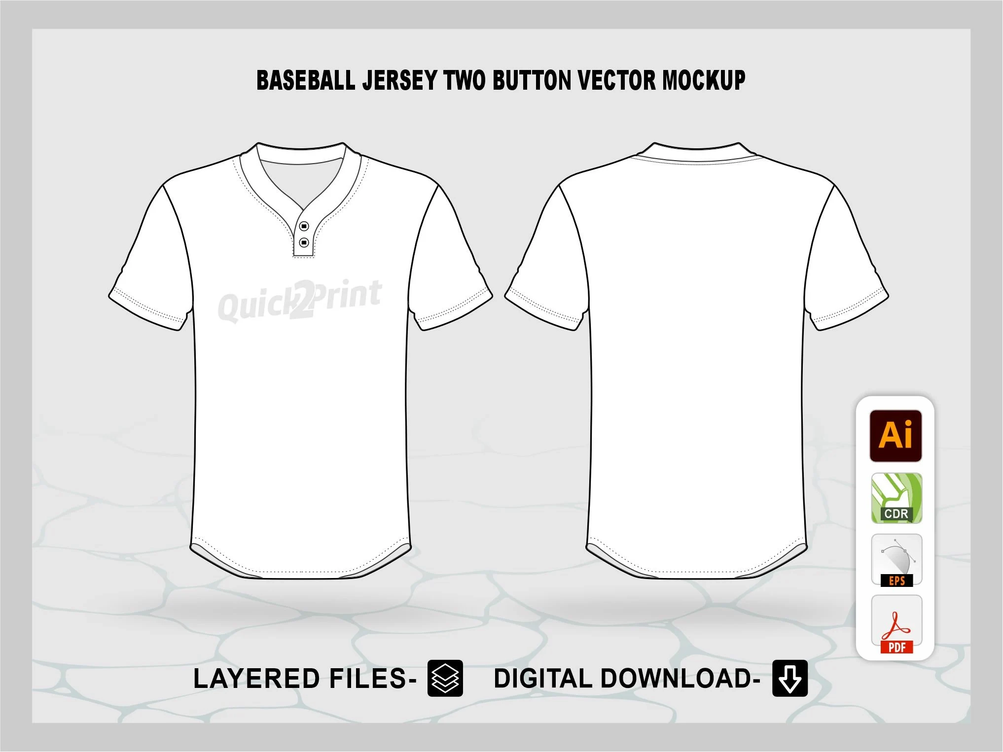 Baseball Jersey Zwei Knopf Mockup Vorlage Layered Illustrator 