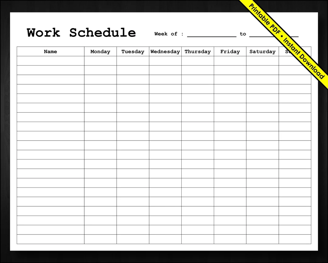 Printable Blank Employee Weekly Schedule