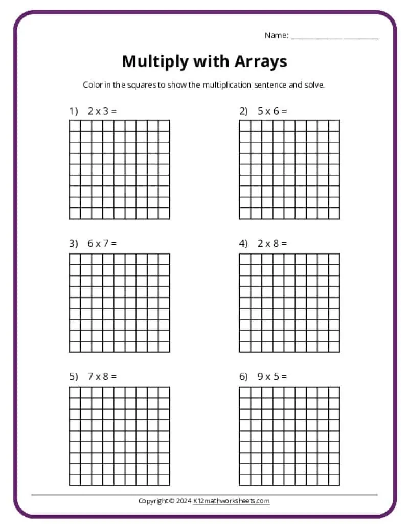 Beginning Multiplication Worksheets An Introduction K12 Math 