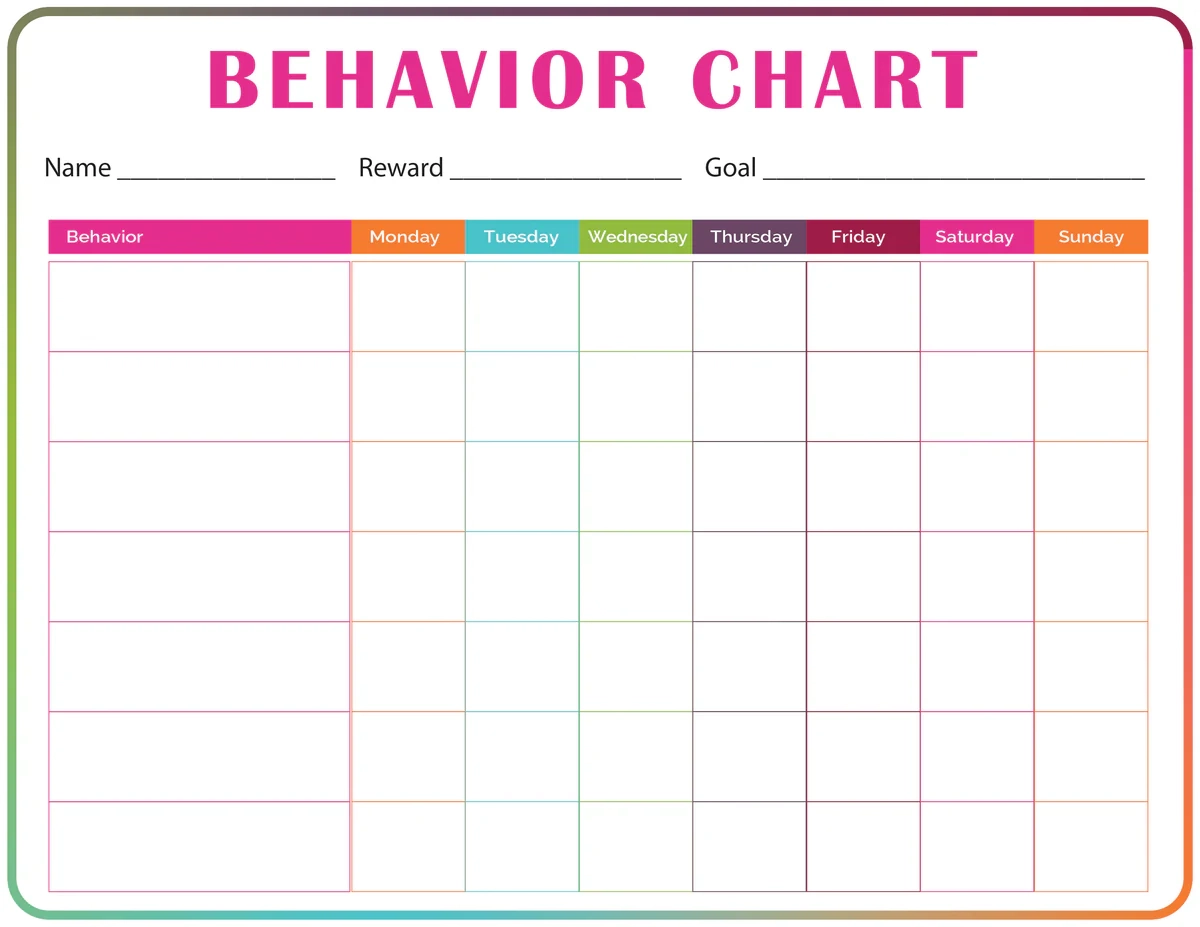 Kids Behavior Chart Printable Blank