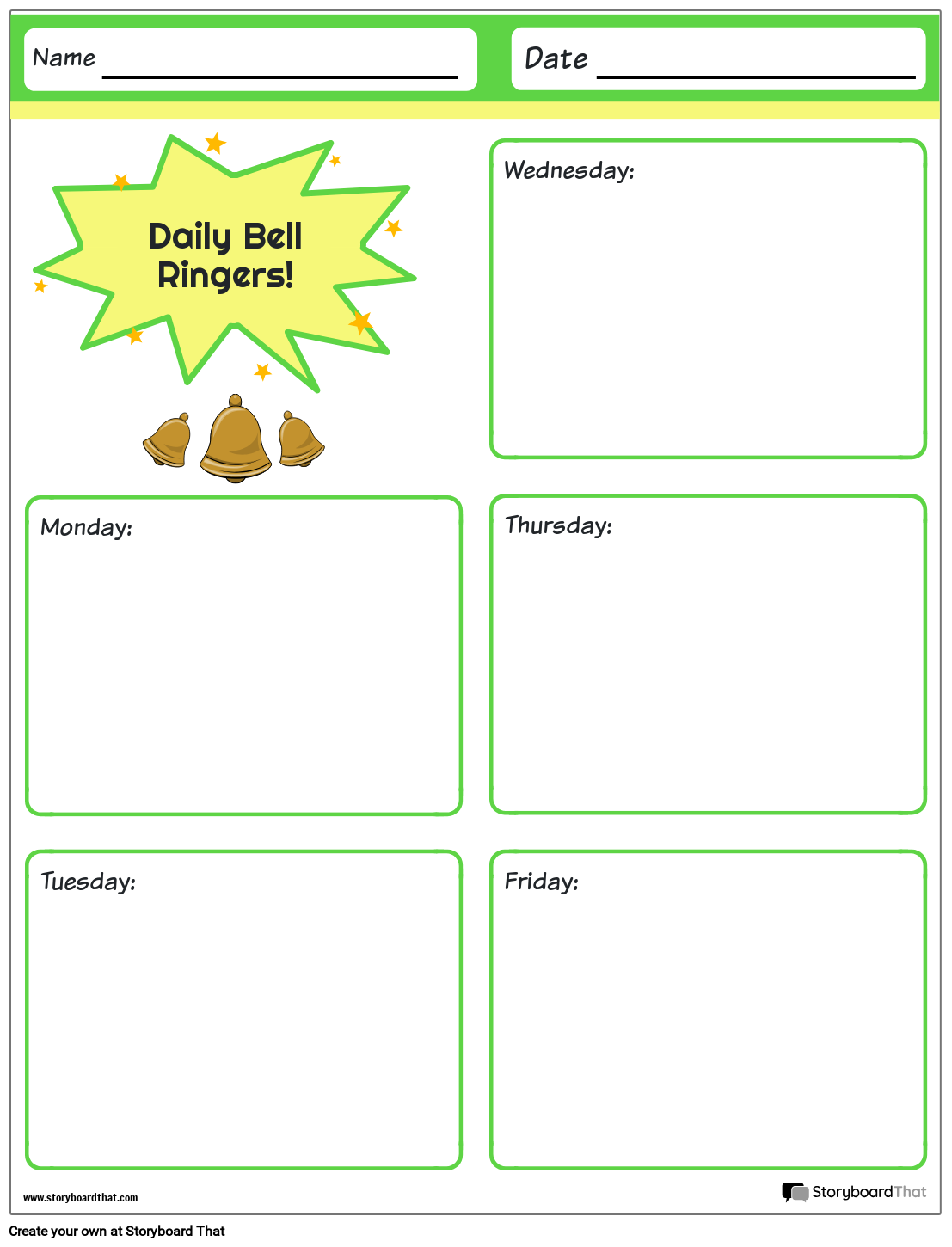 Blank Printable Bell Ringer Form