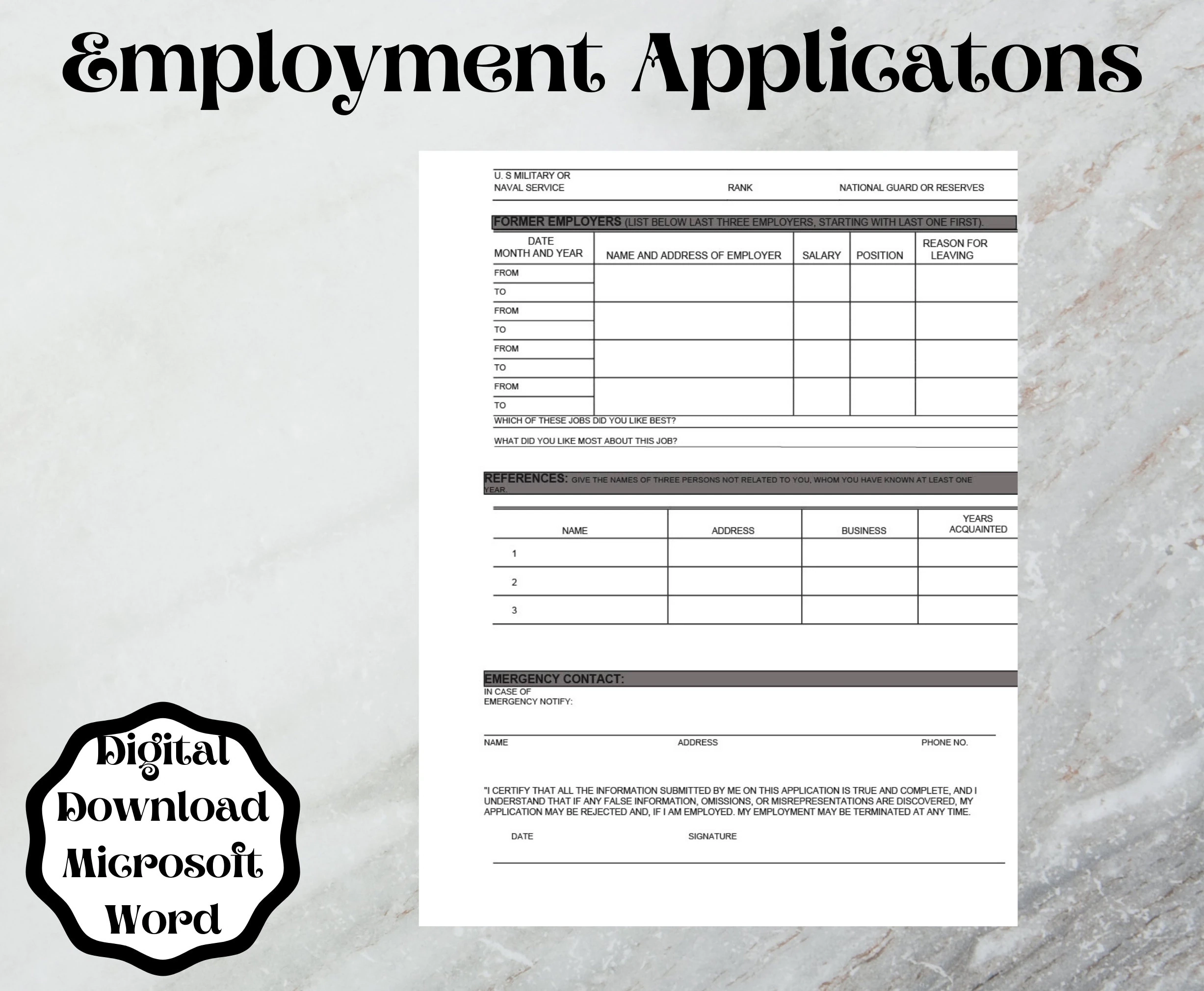 Bewerbungsbogen Word Printable amp Editable 