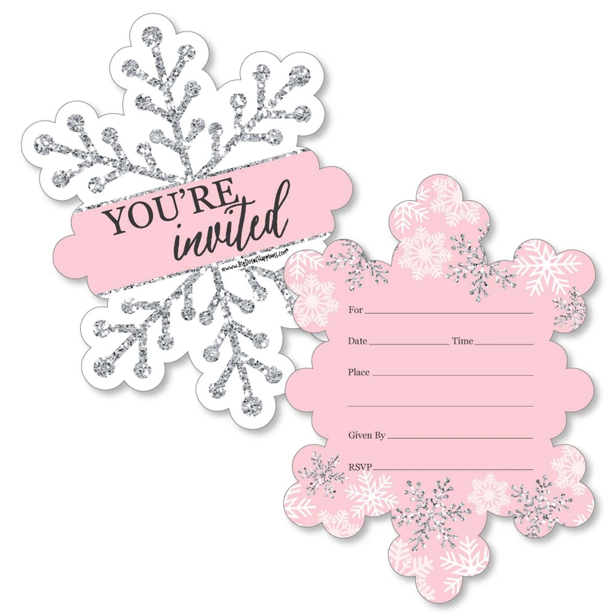 Blank Printable Snowflake Birthday Invitations