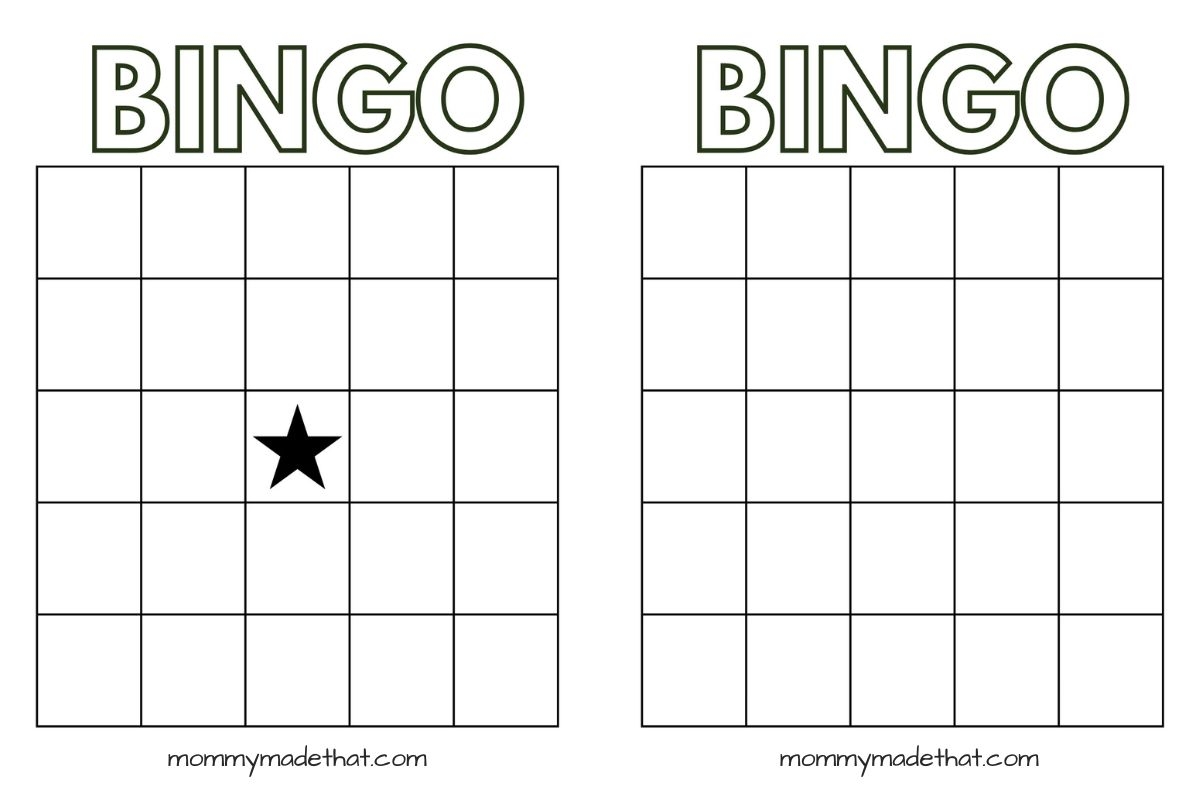 Blank Bingo Board Printable Free