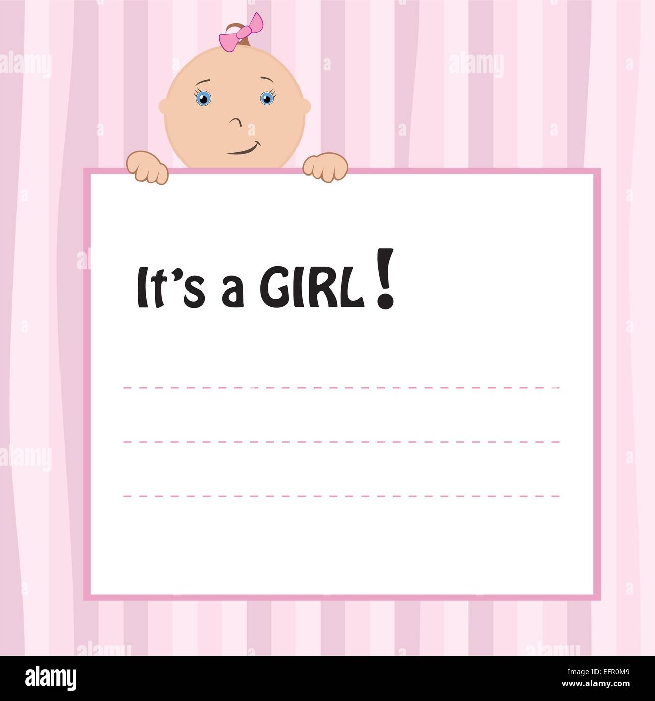 Birth Announcement Card Baby Girl Vector Illustration Stock 