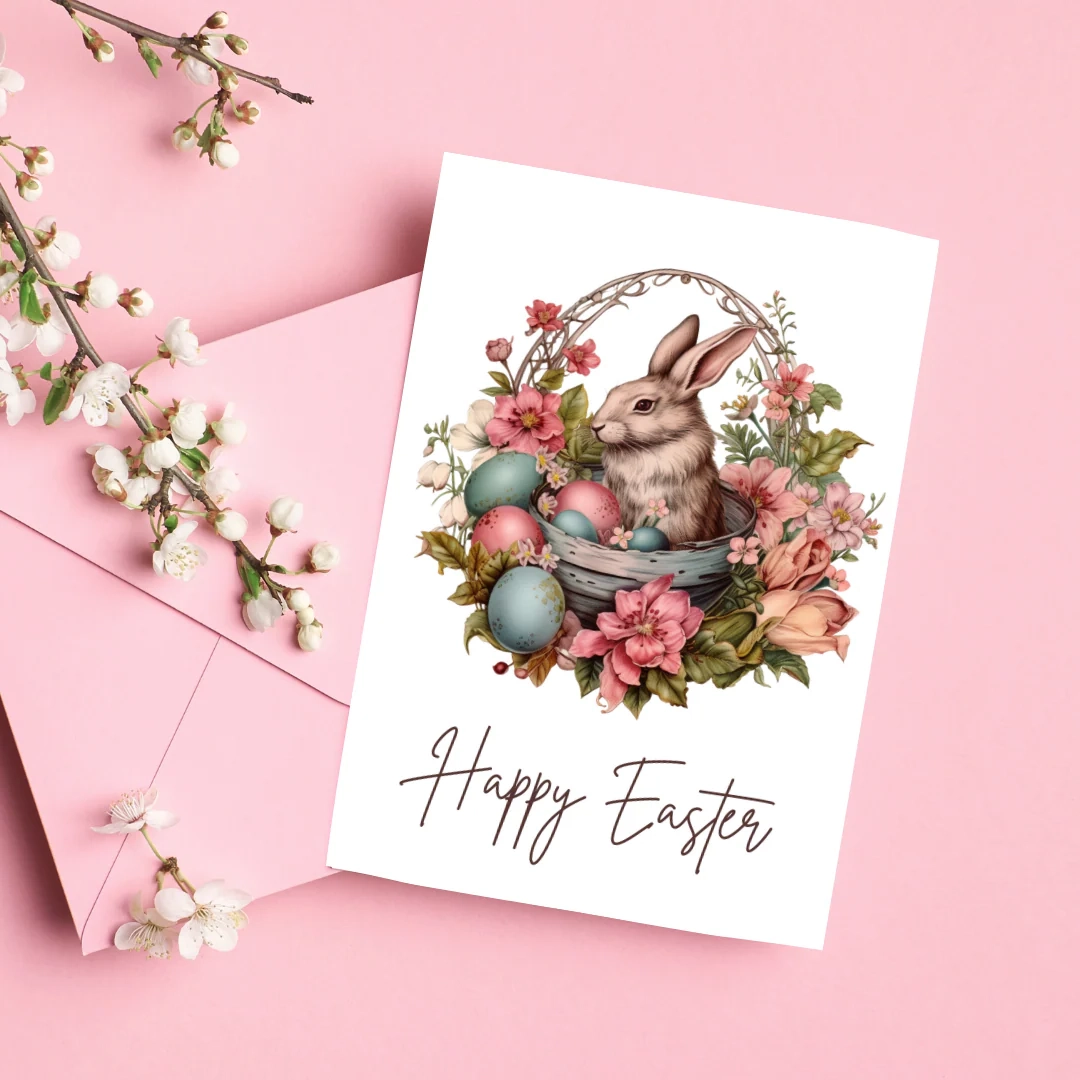 Blank A5 Happy Easter Card Printable Card Violet Matters