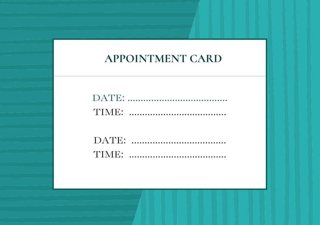 Blank Appointment Card Template For Scheduling Engagements Free 