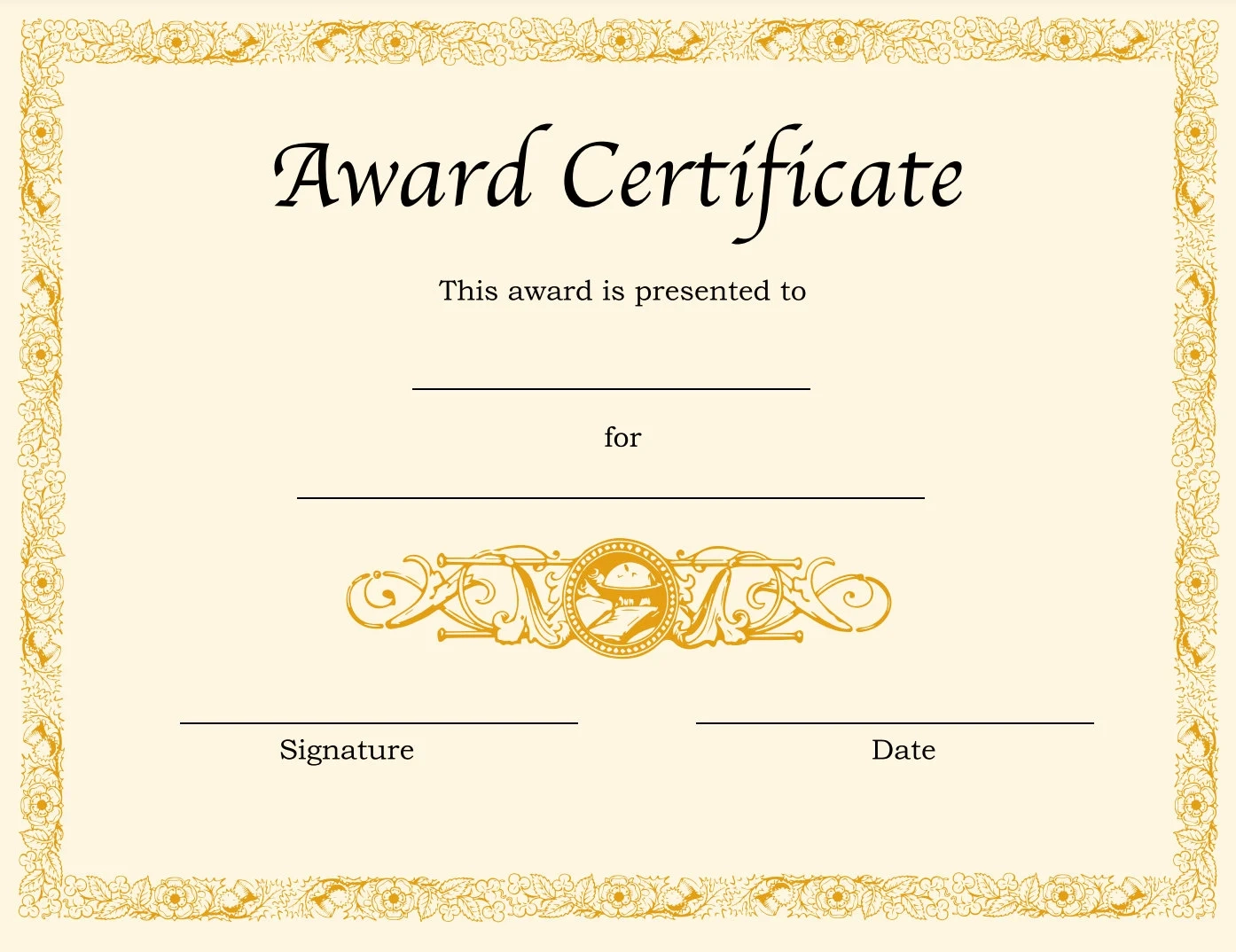 Printable Blank Award Certificates