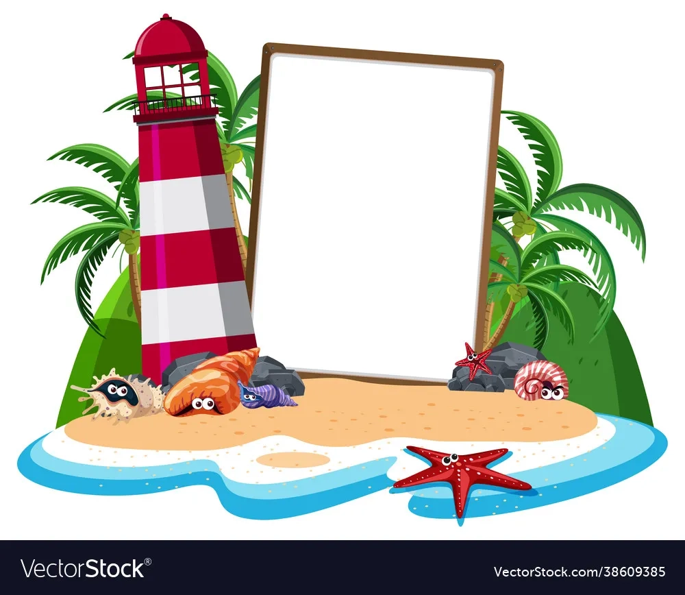 Blank Banner Template On Island Royalty Free Vector Image