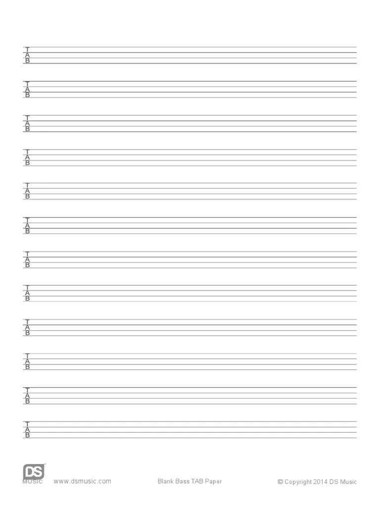 Blank Bass TAB Paper PDF