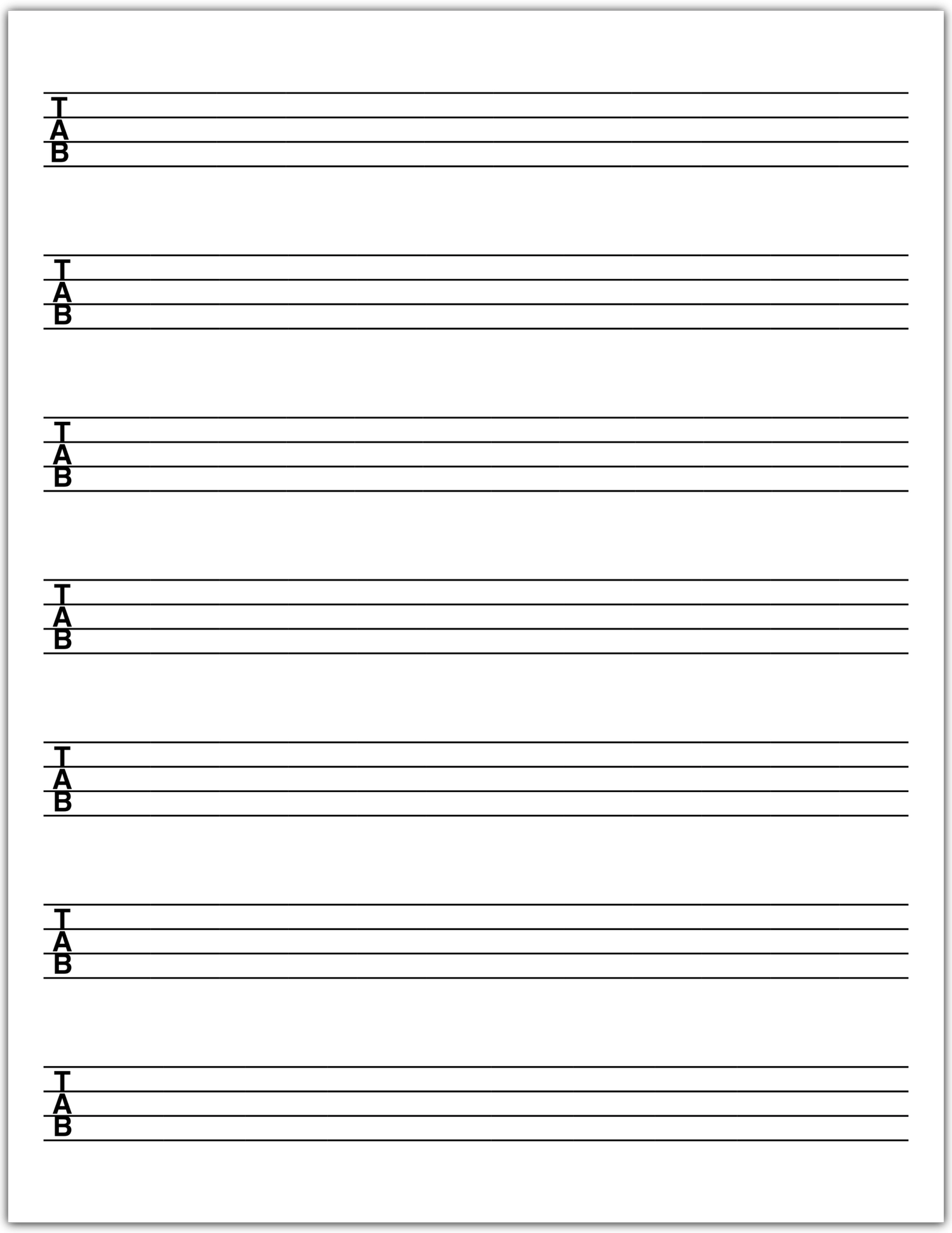 Blank Bass TAB Sheet Dan Essaf Music