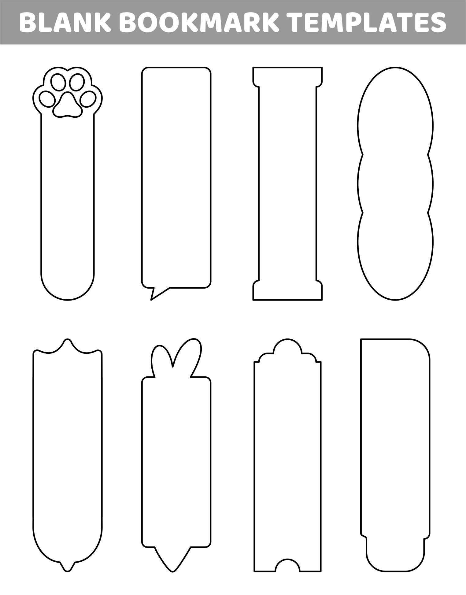 Printable Bookmark Templates Blank