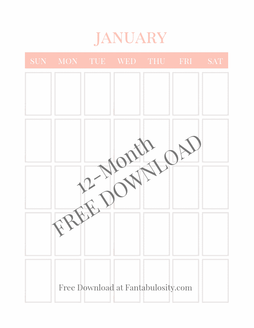 Free Printable Blank Month Vertical