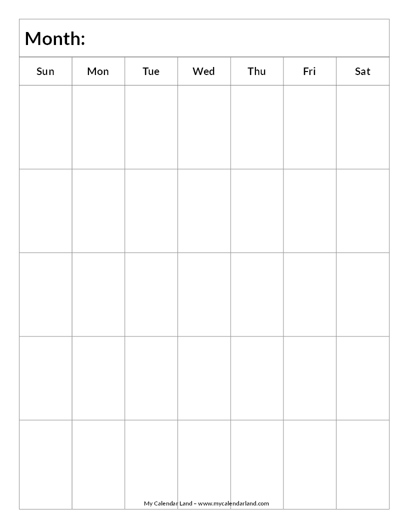 Blank Calandar Printable