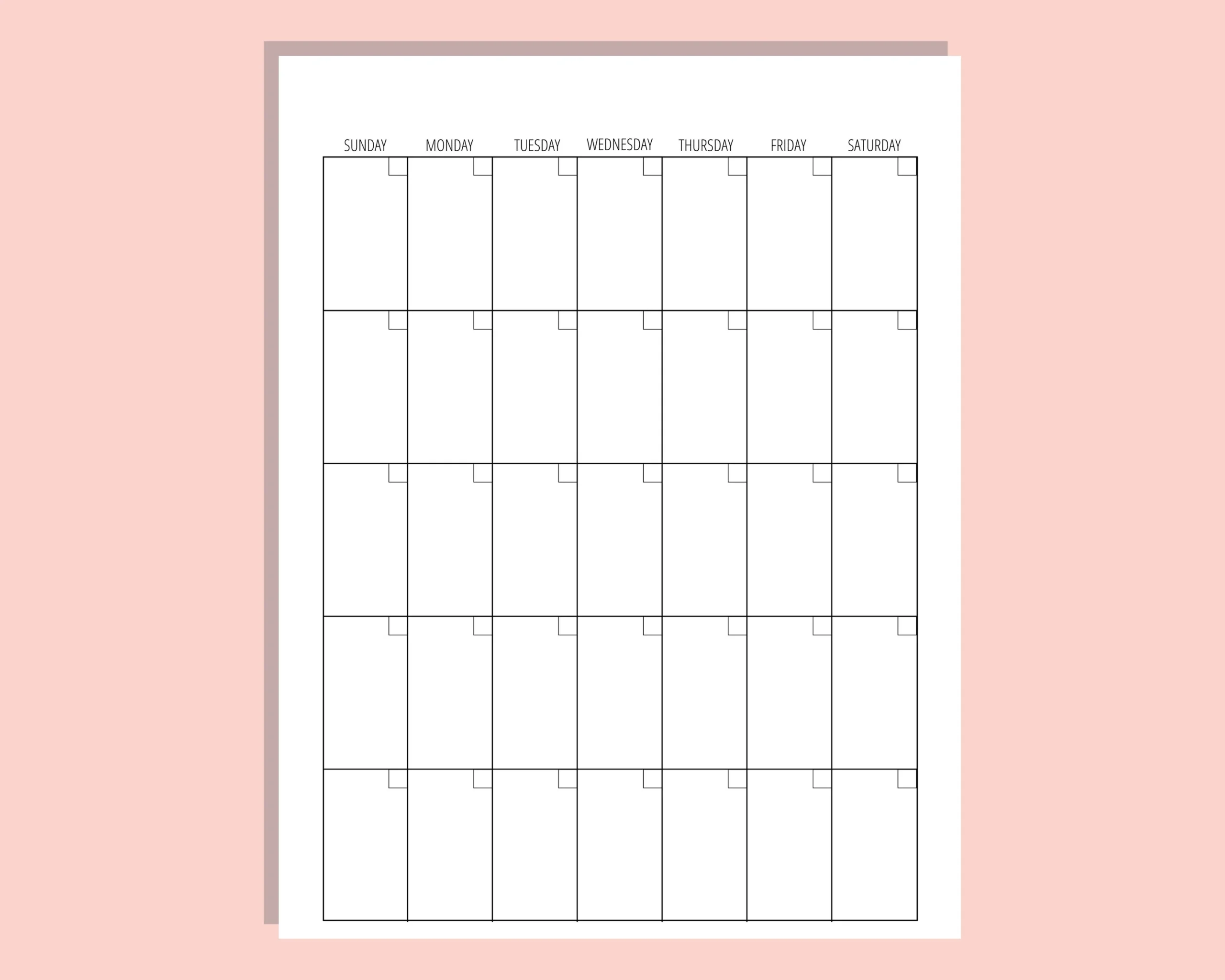 Blank Calendar Template 8 5 X 11 Inches Horizontal Vertical 