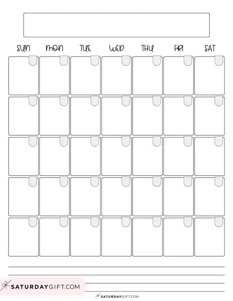 One Month Blank Calendar Printable