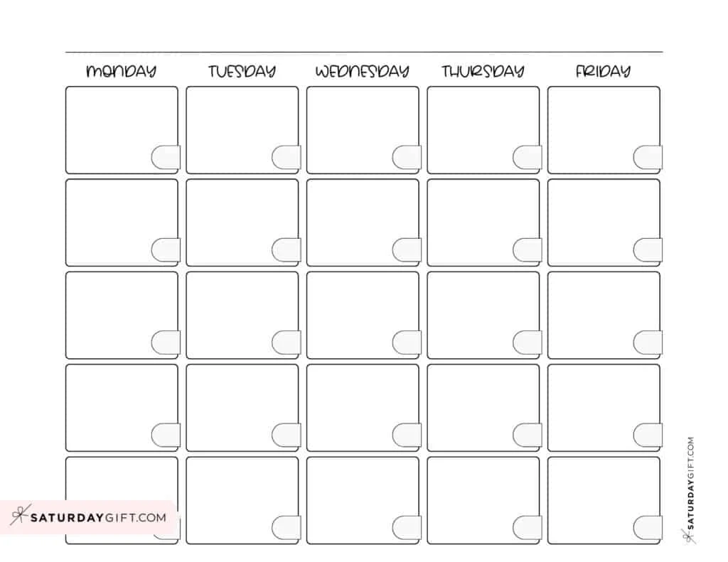 Blank Calendar Templates 29 Cute amp Free Printables SaturdayGift