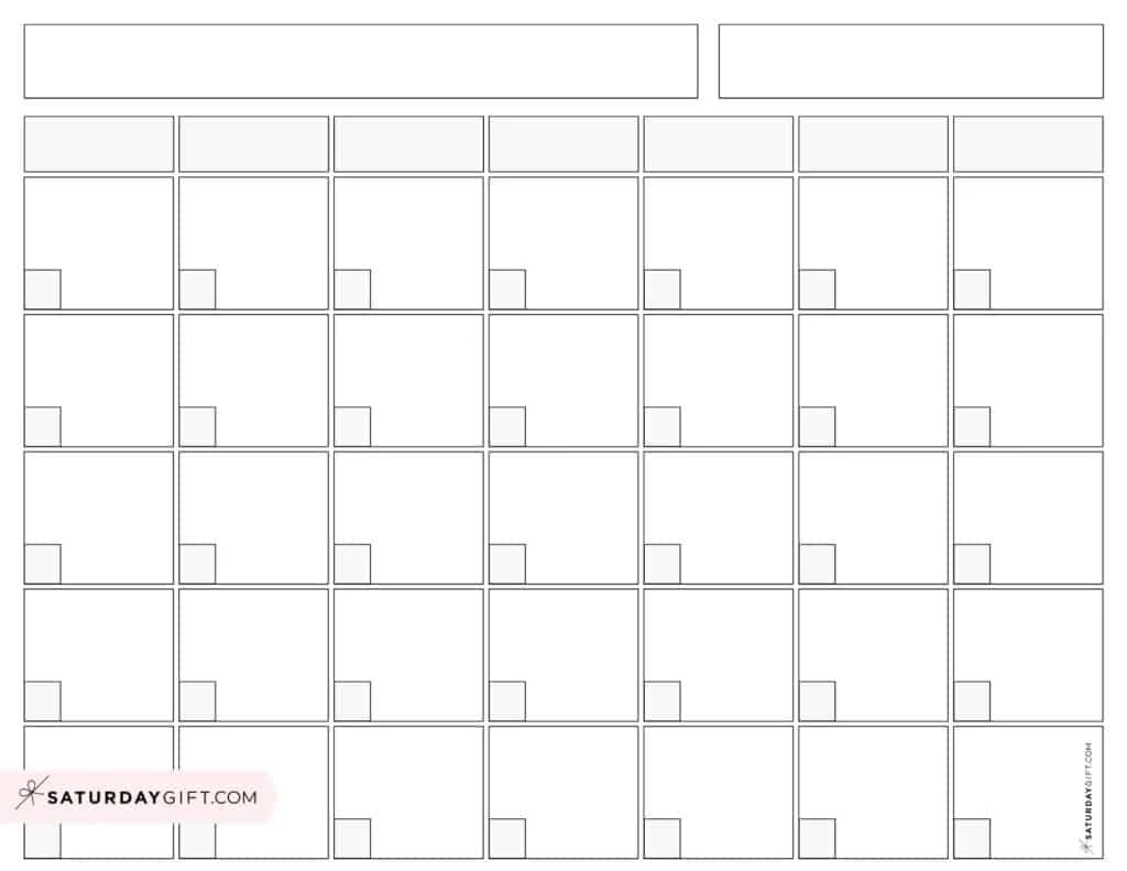 Blank Calendar Templates 29 Cute amp Free Printables SaturdayGift