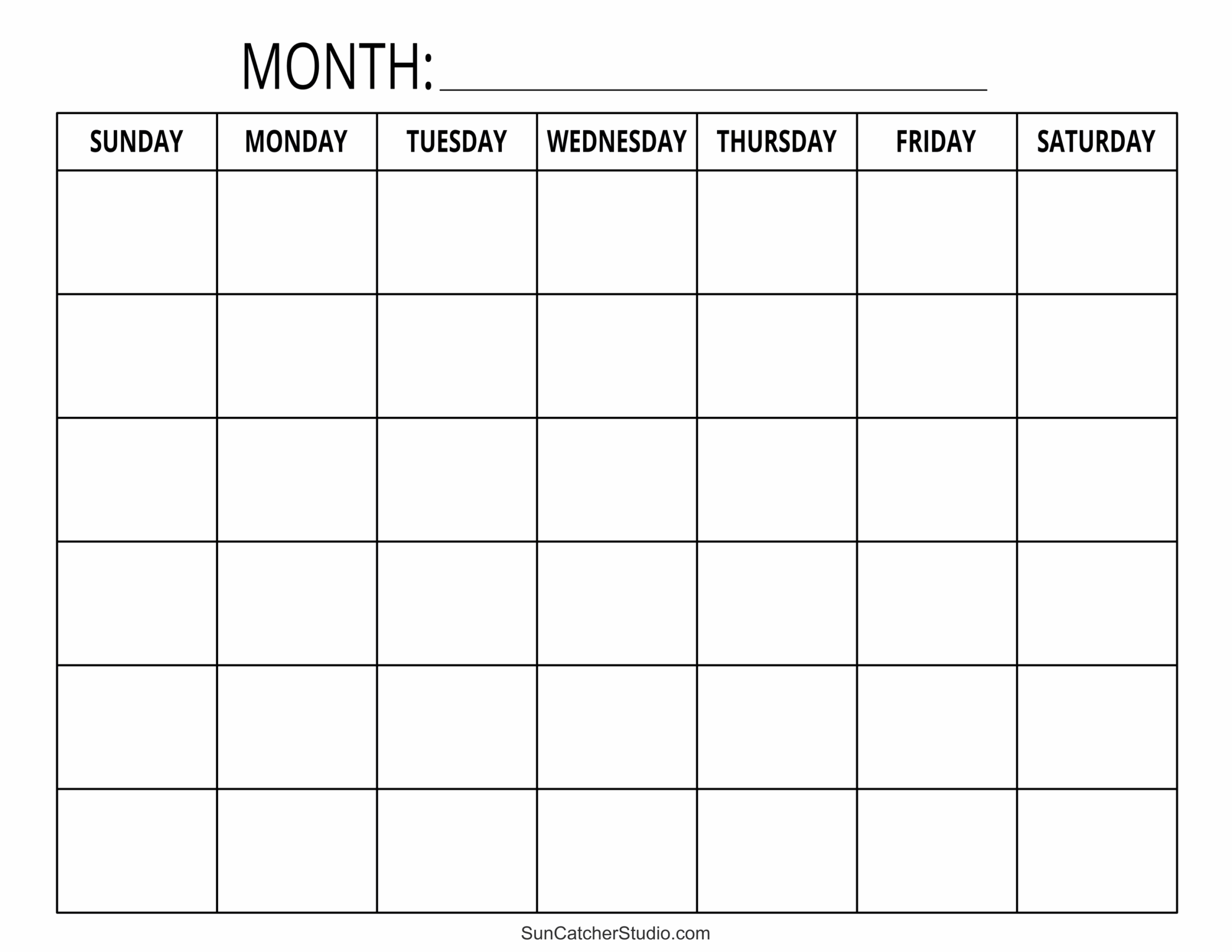 Free Printable Blank Calendar Landscape