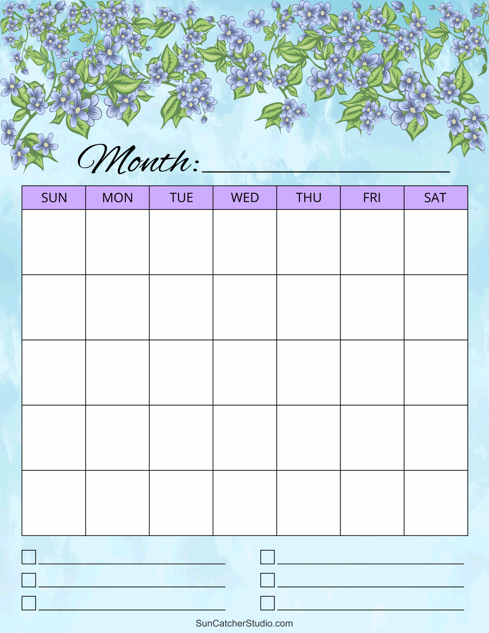 Big Blank Printable Calendar