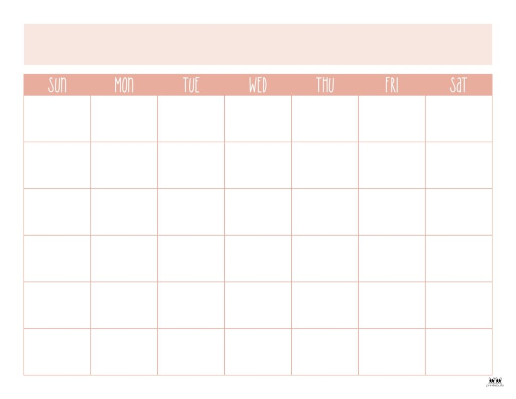 Printable Blank 4 Week Calendar